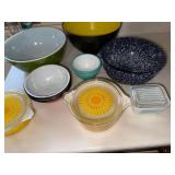 Vintage Pyrex Enamelware Mixing Bowl Casserole Lot Sunflower