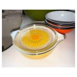 Vintage Pyrex Enamelware Mixing Bowl Casserole Lot Sunflower