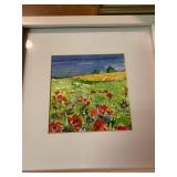 3 Framed Wall Art Pieces Watercolor Landscapes & Pressed Floral Decor