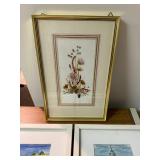 3 Framed Wall Art Pieces Watercolor Landscapes & Pressed Floral Decor