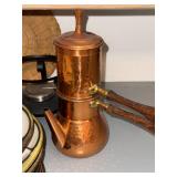 Vintage Hammered Copper Stovetop Espresso Coffee Maker w/ Instructions