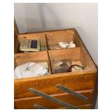 Vintage Wooden Cantilever Sewing Box w/ Handle & Contents, Used