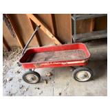 Vintage Radio Flyer Red Steel Pull Wagon White Wheels Rusty Patina