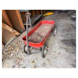 Vintage Radio Flyer Red Steel Pull Wagon White Wheels Rusty Patina