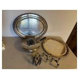 Mixed Silverplate Serving Tray Pan Candle Holder Lot 6 Pcs Vintage