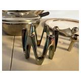Mixed Silverplate Serving Tray Pan Candle Holder Lot 6 Pcs Vintage