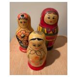 Vintage Wooden Russian Nesting Dolls Matryoshka Mixed Lot of 3 Sets