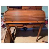 Vintage Wooden Roll Top Writing Desk Secretary w Drawers, Good
