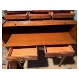 Vintage Wooden Roll Top Writing Desk Secretary w Drawers, Good