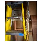 Keller Fiberglass Step Ladder w/ Turnbuckles & Rope Hooks Lot