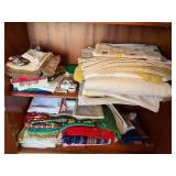 Large Vintage Linen Tablecloth Napkin Towel Textile Lot Mixed Patterns