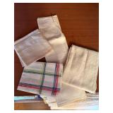 Large Vintage Linen Tablecloth Napkin Towel Textile Lot Mixed Patterns