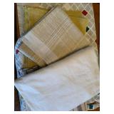 Large Vintage Linen Tablecloth Napkin Towel Textile Lot Mixed Patterns