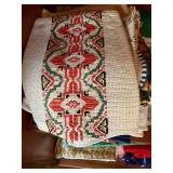 Large Vintage Linen Tablecloth Napkin Towel Textile Lot Mixed Patterns