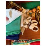 Large Vintage Linen Tablecloth Napkin Towel Textile Lot Mixed Patterns