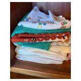 Large Vintage Linen Tablecloth Napkin Towel Textile Lot Mixed Patterns