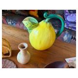 Mixed Estate Table Lot Lemon Pitcher Flashlight Pottery Decor