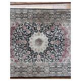 Persian Style Accent Rug 24 x 36 Floral Medallion Fringe Used