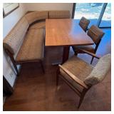 Vintage Mid Century Corner Banquette Dining Set Table 3 Chairs