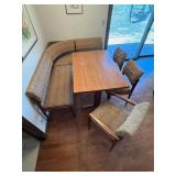 Vintage Mid Century Corner Banquette Dining Set Table 3 Chairs