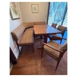 Vintage Mid Century Corner Banquette Dining Set Table 3 Chairs