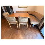 Vintage Mid Century Corner Banquette Dining Set Table 3 Chairs