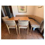Vintage Mid Century Corner Banquette Dining Set Table 3 Chairs