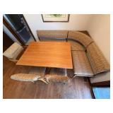 Vintage Mid Century Corner Banquette Dining Set Table 3 Chairs
