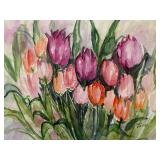 Ruth Springer Tulip Watercolor Painting Framed Signed Floral Art 32x27