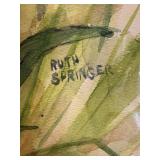 Ruth Springer Tulip Watercolor Painting Framed Signed Floral Art 32x27