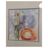 Ruth Springer Signed Abstract Floral Watercolor Framed Wall Art
