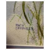 Ruth Springer Signed Abstract Floral Watercolor Framed Wall Art