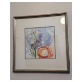 Ruth Springer Signed Abstract Floral Watercolor Framed Wall Art