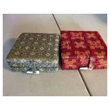 Chinese Cast Metal Dragon & Bird Medallions in Brocade Boxes Pair