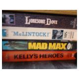 Collection of DVDs and VHS Tapes with Tower Cabinet