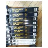 Collection of DVDs and VHS Tapes with Tower Cabinet