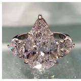 Silver Plated Moissanite Versatile Drop Ring, Size 9 - Brand New