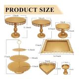 Jalancy Set of 9 Gold Cake Stands Metal Cupcake Stand Set Multiple Styles - Great for Desserts, Cake, Candy, $50 Retail - Brand New