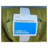 Room Essentials Take Anywhere 50" x 70" Green Throw - Brand New