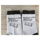 Books Are The Mirrors Of The Soul & Bloom Where You Are Planted Socks - Brand New