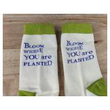 Books Are The Mirrors Of The Soul & Bloom Where You Are Planted Socks - Brand New