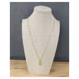 G Initial Necklace, 14K Gold-Plated Crown Pendant with CZ on 20-Inch Chain - Brand New