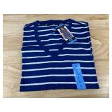 GAP Striped V-Neck Blue T-Shirt - Women