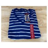 GAP Striped V-Neck Blue T-Shirt - Women