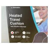 Homedics Heated Travel Cushion with Vibration Massage, 2-Pack, Black - Brand New