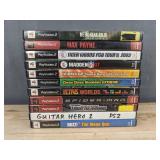 PlayStation 2, 11 Video Game Bundle - Metal Gear, Tiger Woods, DDR, Spider-Man, Max Payne, Tetris, Guitar Hero *C