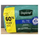 Depends XL TG Underwear 44-54", 26 Count - Brand New