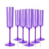 YOUBET 24 Pack Purple Plastic Champagne Flutes - 6 oz - Brand New