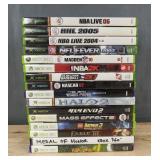 Xbox 360, 16 Video Game Bundle - NBA, NFL, Halo 2, Madden, Nascar, Mass Effect, Lego Batman *C