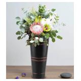 8 Pack of 9" Tall Galvanized Flower Buckets with Handles - Black Copper-Tone Trim - Brand New